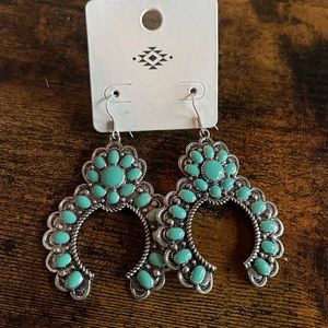 Turquoise squash blossom earrings